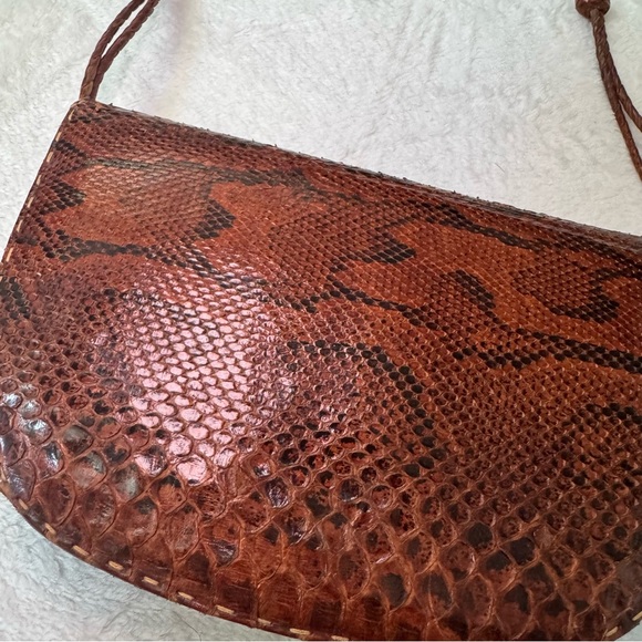 Vintage 70s Python Snakeskin Leather Shoulder Bag OR Clutch Bag - Picture 4 of 16